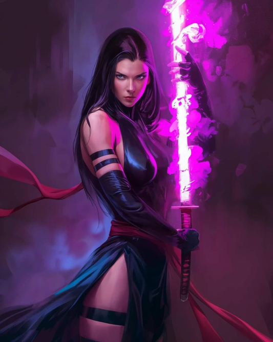 Psylocke Purple Psionic Sword 1987 Print Poster