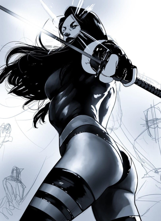 Psylocke Sword Wielding 001 Print Poster