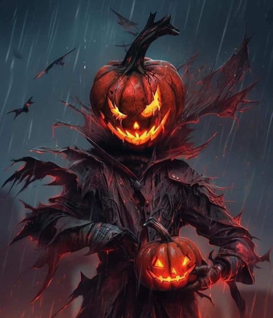 Pumpkin Scarecrow Halloween Night Print Poster