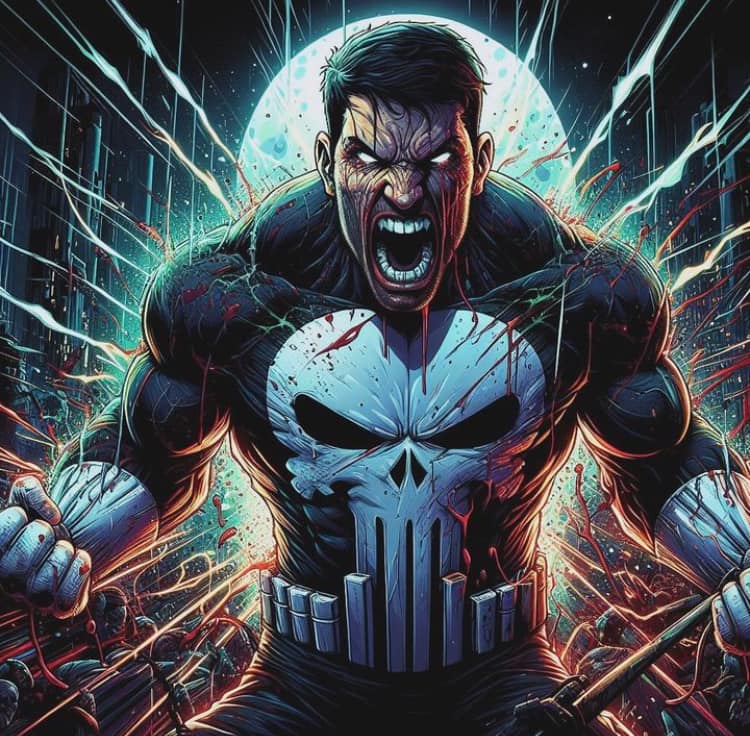 Punisher Comic Action Illustration Print Poster