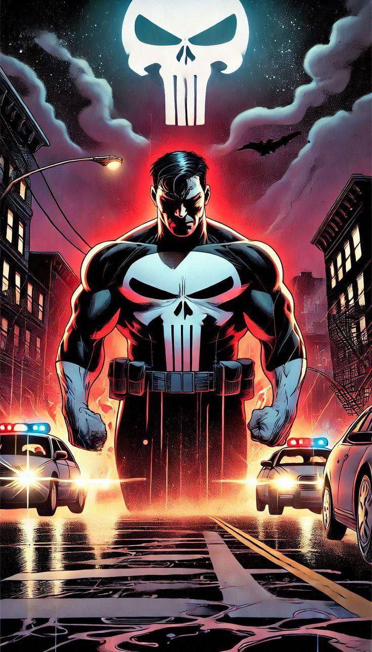 Punisher Comic Art Urban Scene Print Poster