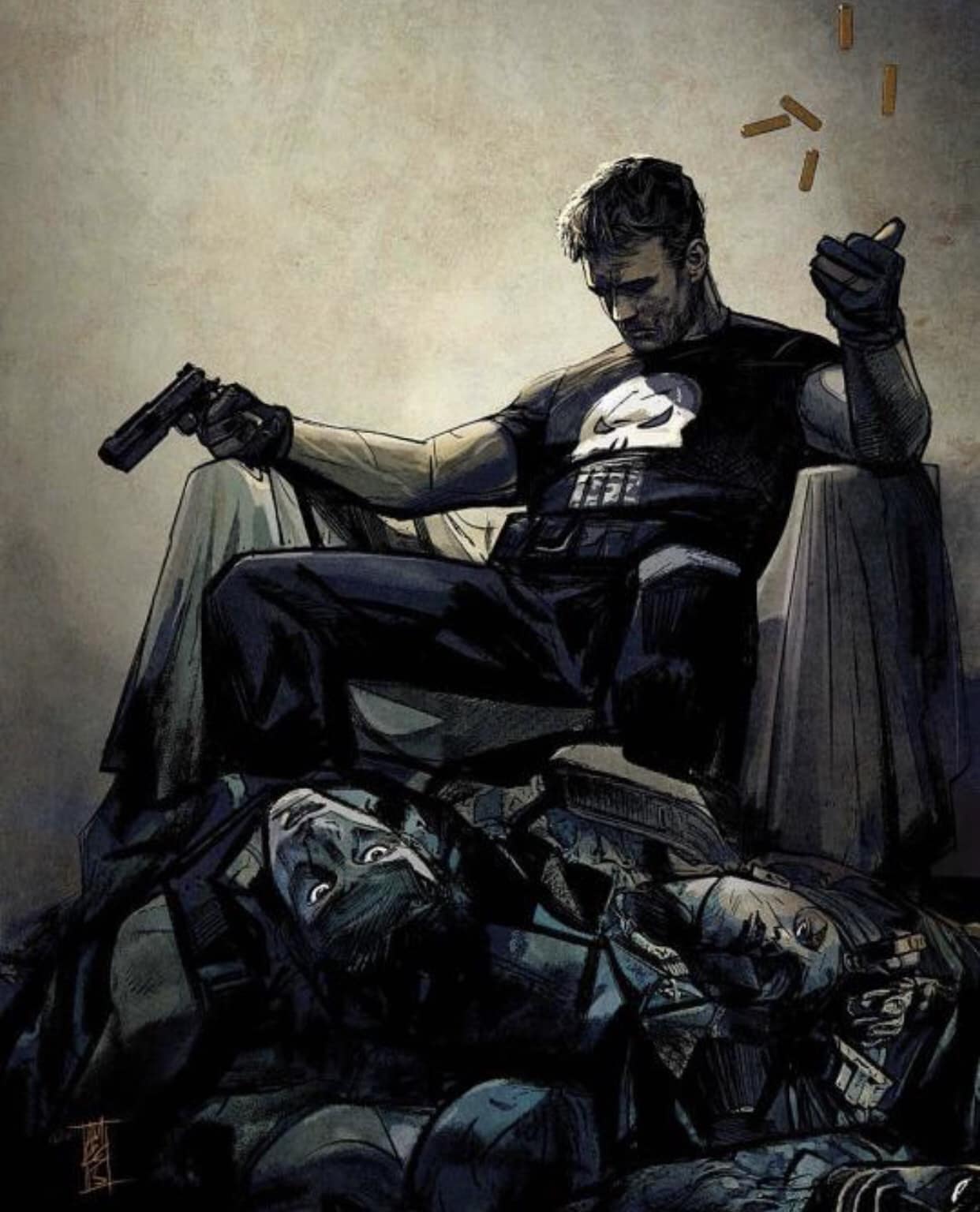 Punisher Contemplation Post Battle Print Poster