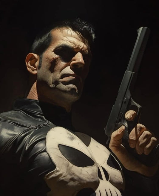 Punisher Portrait With Gun Print Poster