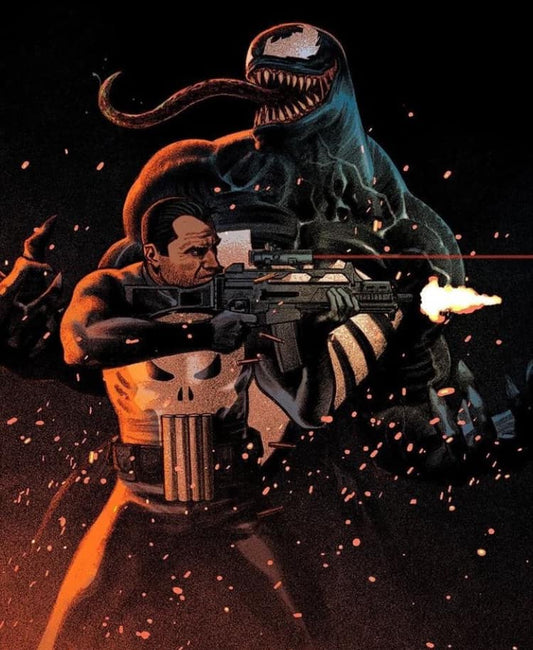 Punisher Venom Action Scene Print Poster