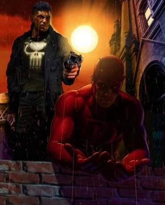 Punisher Vs Daredevil Sunset Scene Print Poster