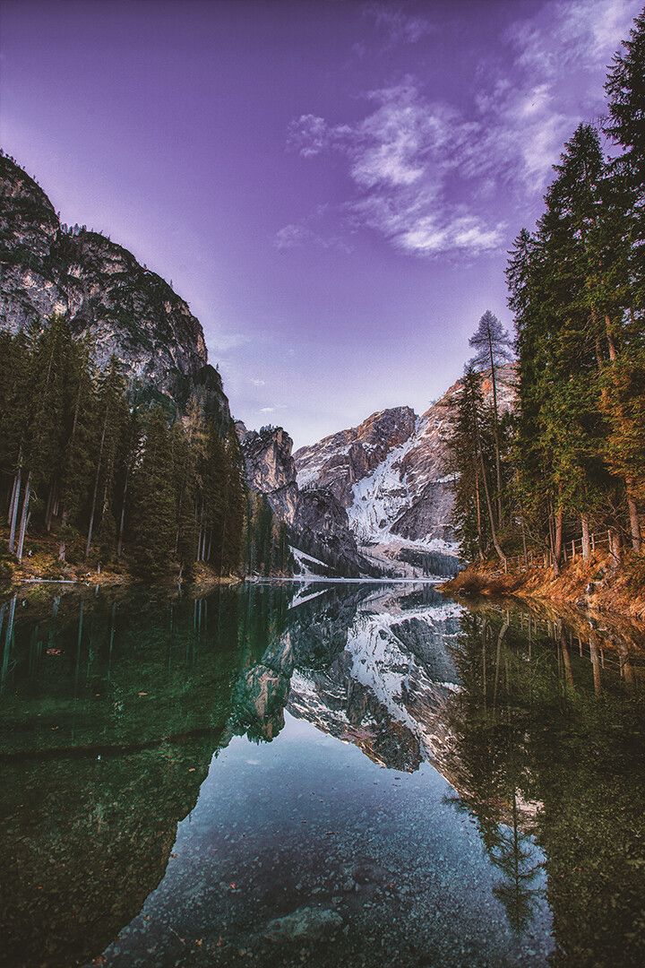 Purple Sky Mountains And Trees Reflection Art Wall Decor Jigsaw Puzzle