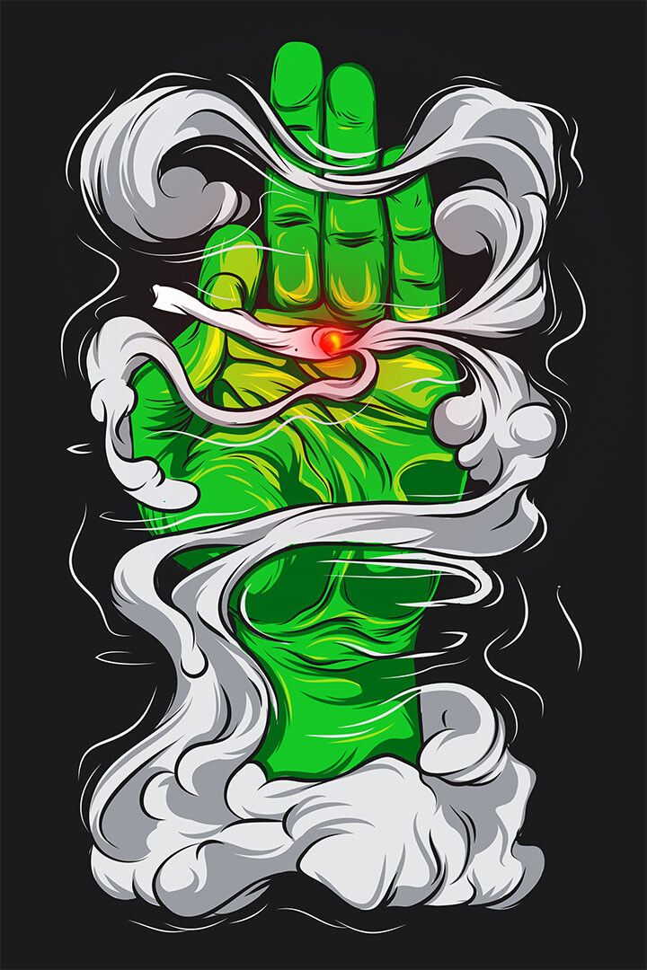 Pyschedelic Leaf Marijuana Theme Green Painting Wall Home Decor Jigsaw Puzzle