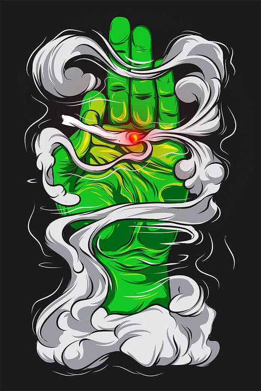 Pyschedelic Leaf Marijuana Theme Green Painting Wall Home Decor Jigsaw Puzzle