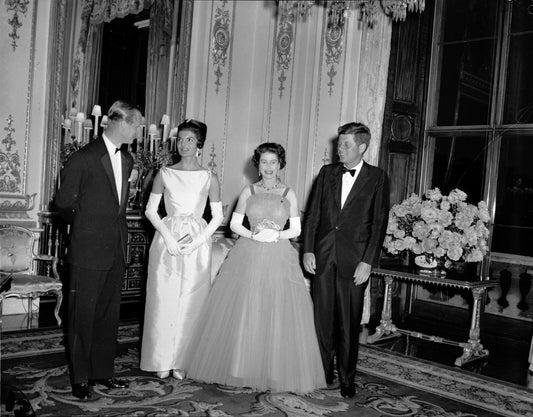Queen Elizabeth Dinner W President John F. Kennedy Jfk Photo Reprint