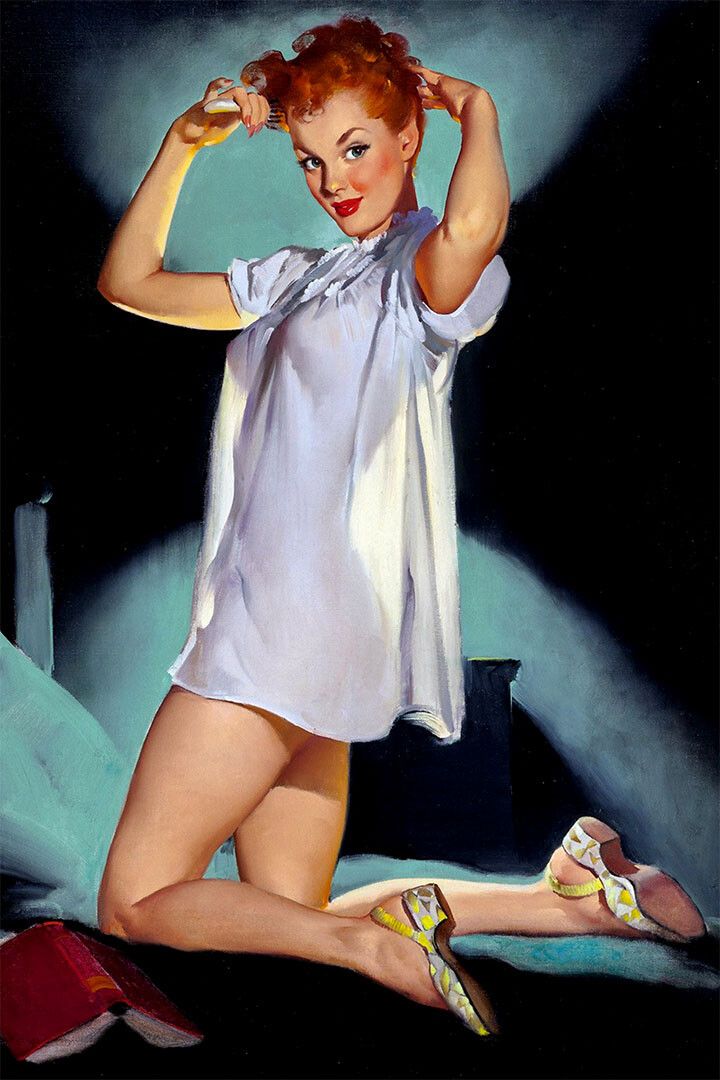 Quick Change Vintage Style Elvgren Girl On The Bed Jigsaw Puzzle