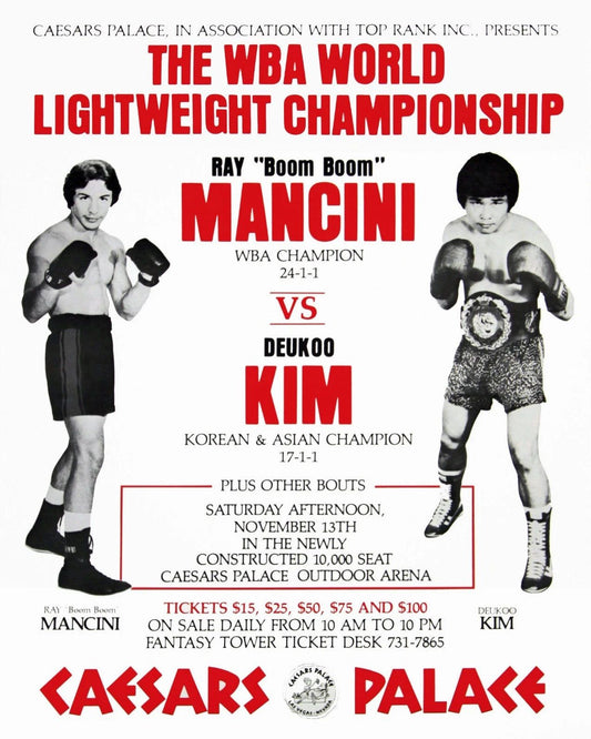 Ray Boom Boom Mancini Vs Deu Koo Kim Photo Boxing Poster Picture Wba Champ
