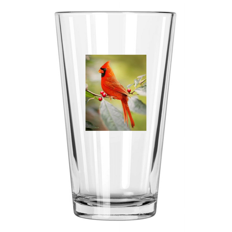 Red Cardinal Photo Nature United States Bird Wildlife 1 Pint Beer Drinking Glass