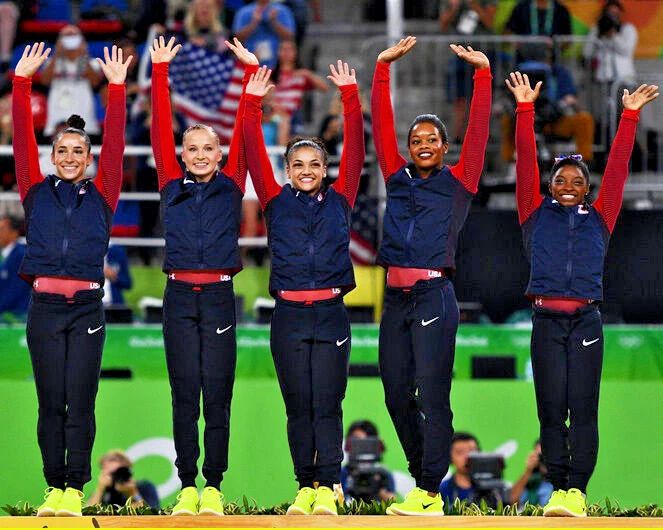 Rio Brazil Olympics Usa Gymnastics Glossy Magnet Gabby, Aly, Simone Laurie