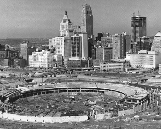 Riverfront Stadium Magnet Baseball Picture Cincinnati Reds Bw Construction