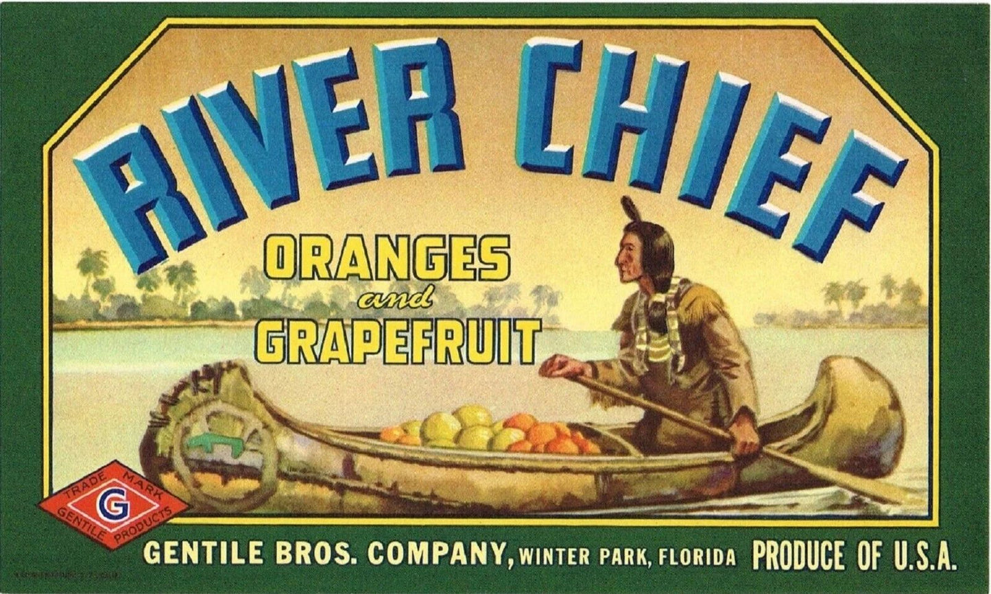 River Chief Brand Orange & Grapefruit Winter Park Florida Fruit Crate Art Print