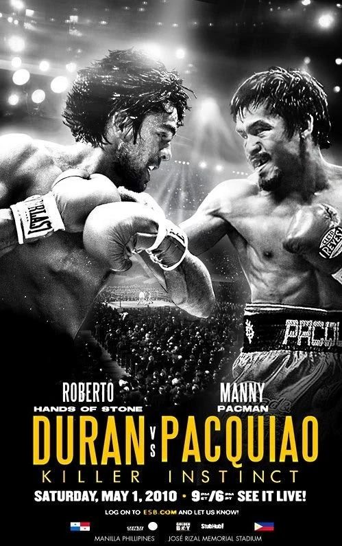 Roberto Duran Vs Manny Pacquiao Photo Boxing Poster Picture Wide Border