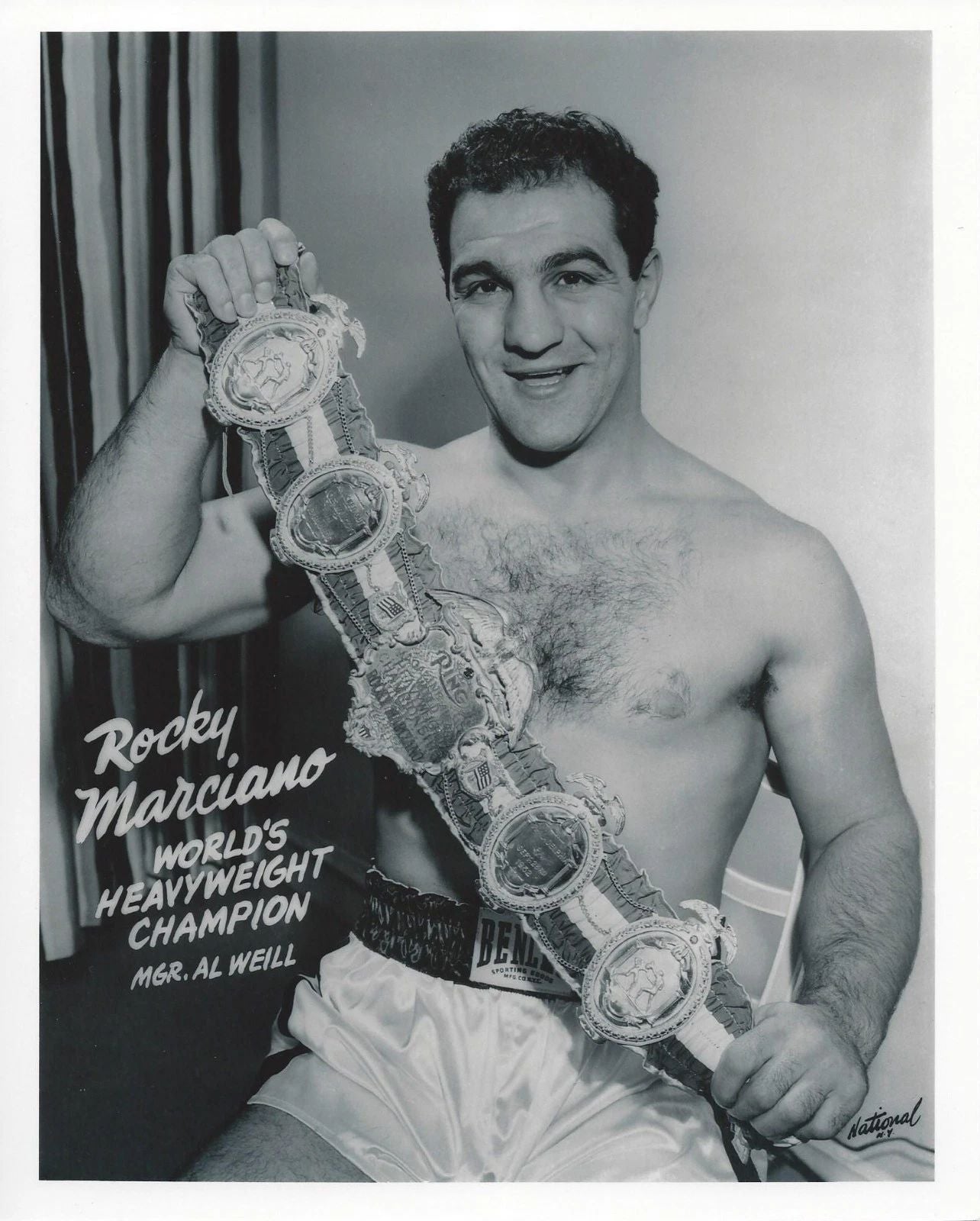 Rocky Marciano Photo Boxing Picture Close Up With Belt