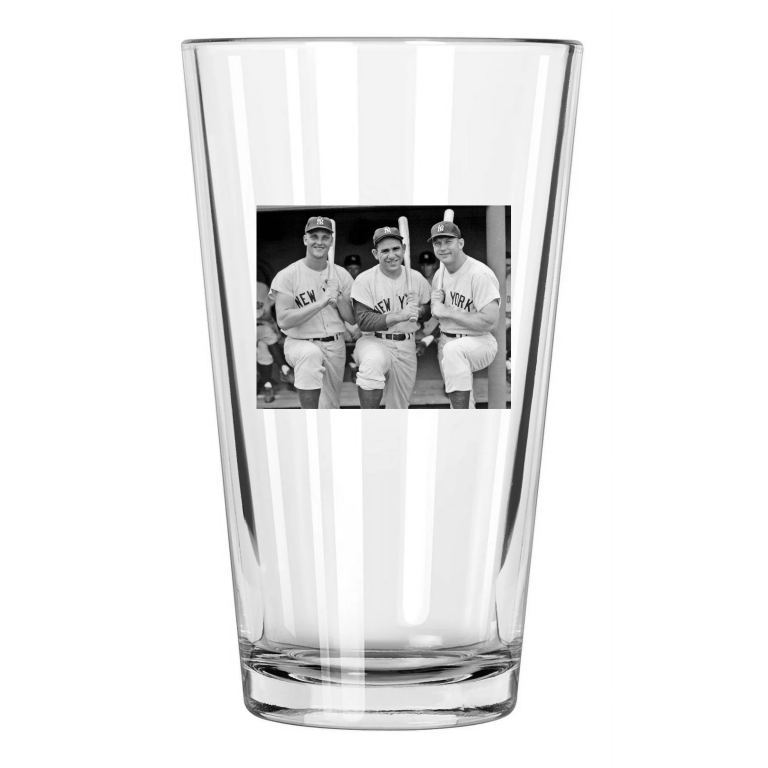 Roger Maris, Yogi Berra And Mickey Mantle New York Yankees Pint Beer Glass