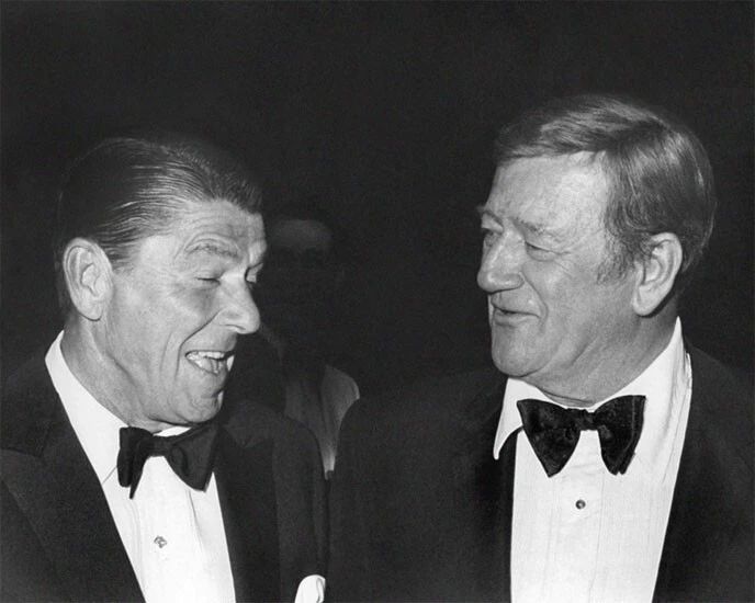 Ronald Reagan And John Wayne Glossy Photo Laughing Print