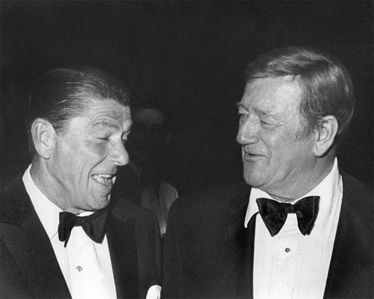 Ronald Reagan And John Wayne Glossy Photo Laughing Print