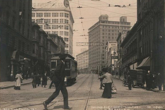 Rppc Seattle Second Ave North From Pike Streetcar King County Postcard Reprint