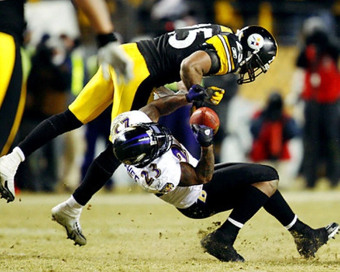 Ryan Clark & Willis Mcgahee Photo Pittsburgh Steelers Ravens Nfl Football