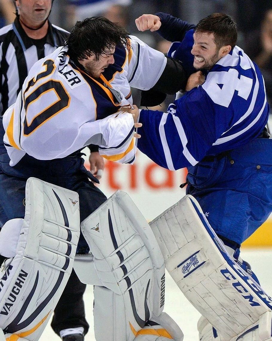 Ryan Miller Jonathan Bernier Photo Hockey Sabres Maple Leafs Picture Fight