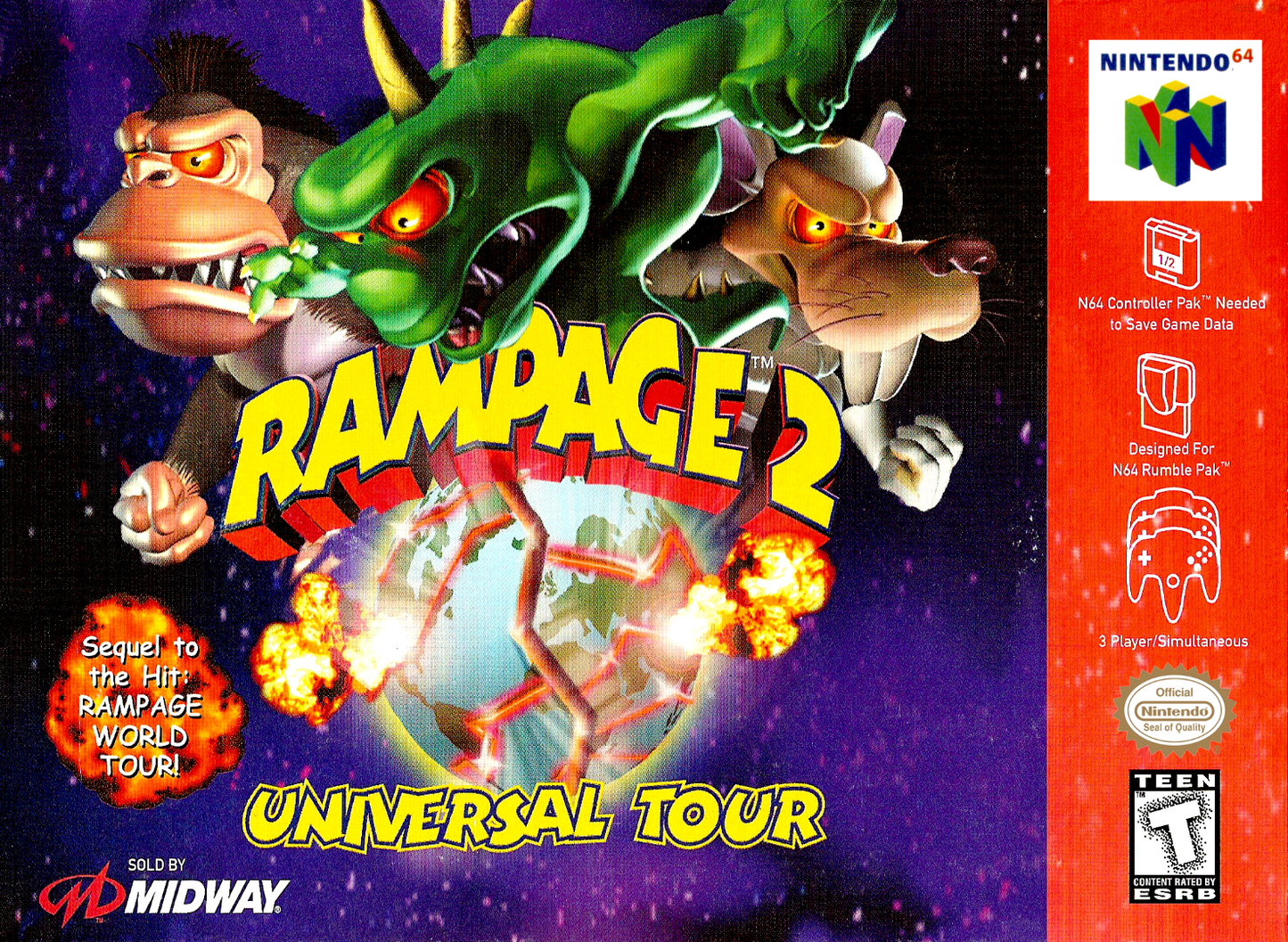 Rampage 2 Universal Tour N64 Print Poster