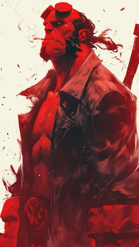 Red Demonic Figure Portrait Print Poster