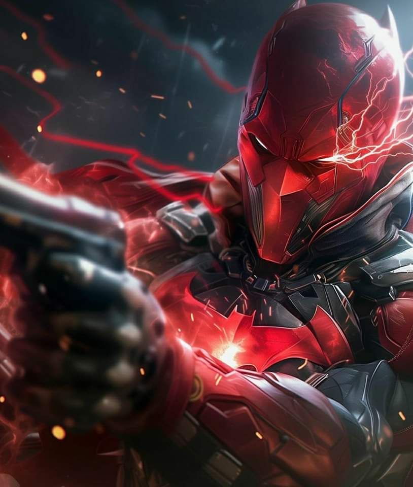 Red Hooded Hero Action Shot Print Poster