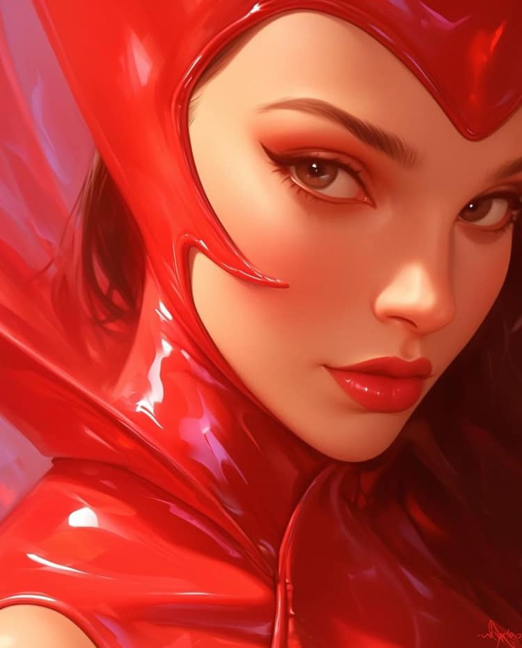 Red Hooded Portrait Print Poster