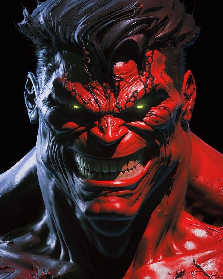 Red Hulk Portrait (3) Print Poster