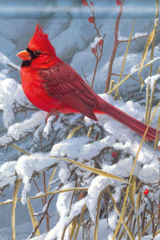 Red Cardinal Winter Bird Artist Rendition Jigsaw Puzzle