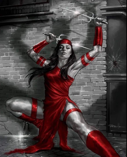 Red Dressed Ninja Woman 451 Print Poster