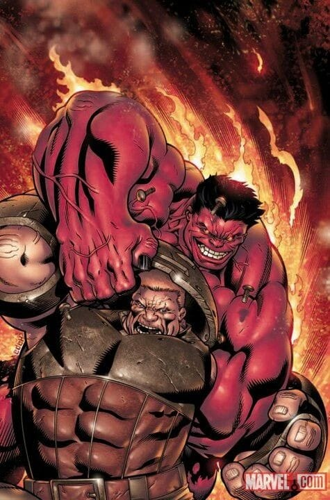Red Hulk Fighting Juggernaut 8423 Print Poster