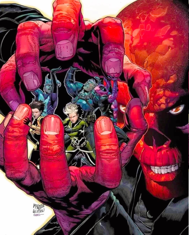 Red Skull Holding X Characters 1 Print Poster