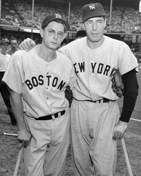 Red Sox Dom Dimaggio And Yankees Joe Dimaggio Glossy Photo Baseball Print 1