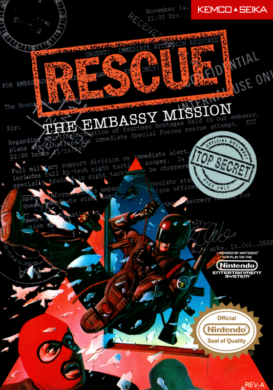 Rescue The Embassy Mission (Usa) Nes Print Poster