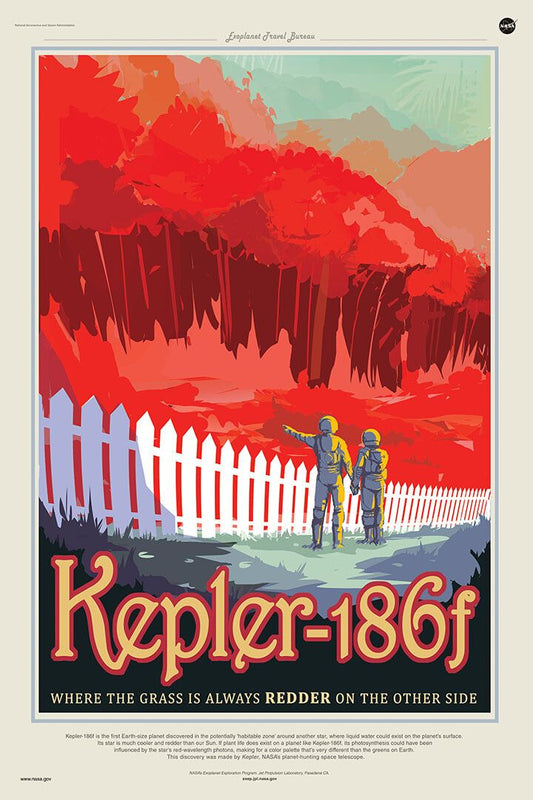 Retro Style Space Kepler 186F Where The Grass Is Redder Jigsaw Puzzle