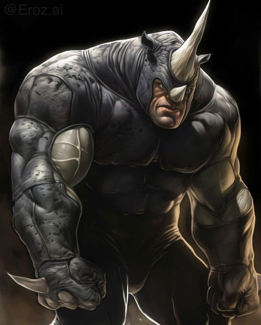 Rhino Superhero Illustration Print Poster