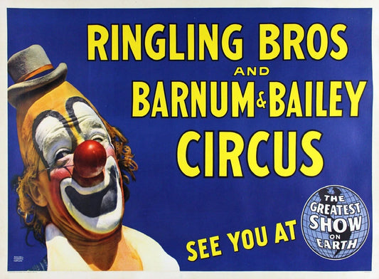 Ringling Bros Barnum & Bailey Circus Clown Magnet Ad Magnet Reprint