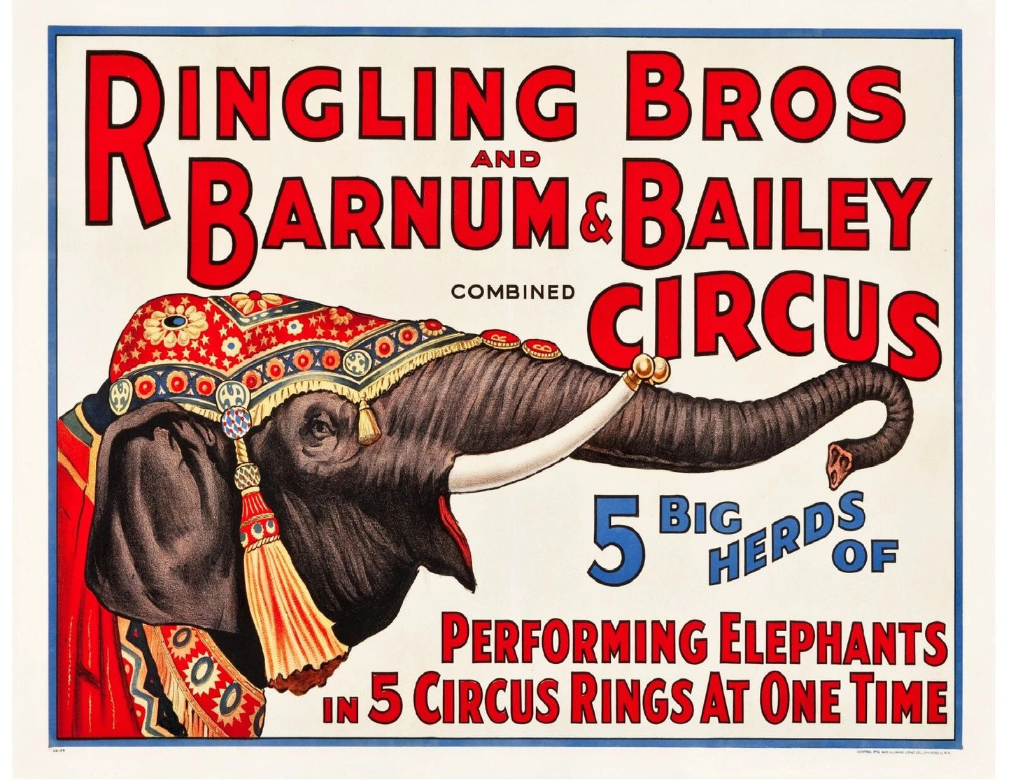 Ringling Bros Barnum & Bailey Circus Elephants Magnet Ad Magnet Reprint
