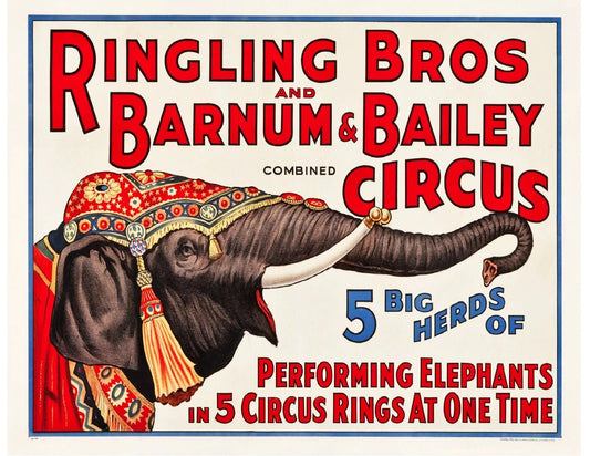 Ringling Bros Barnum & Bailey Circus Elephants Magnet Ad Magnet Reprint