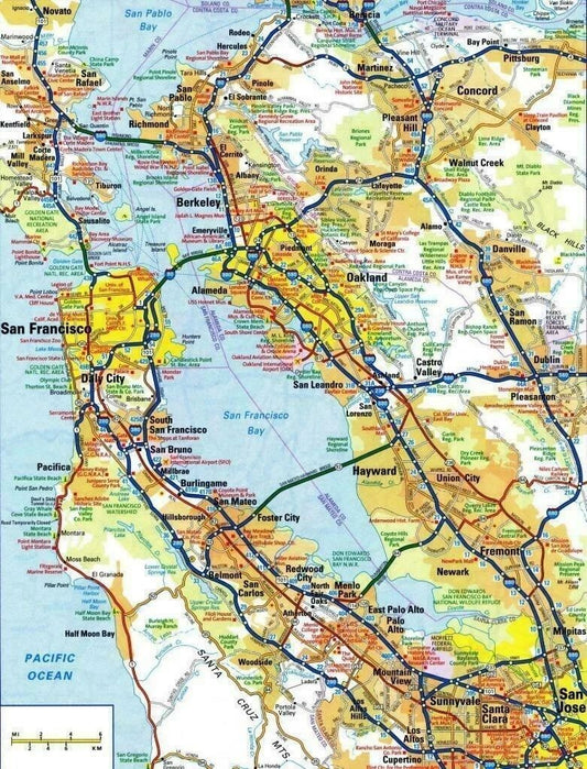 Road Map San Franciso Bay Area City Northern California Keychain Keychain Picture