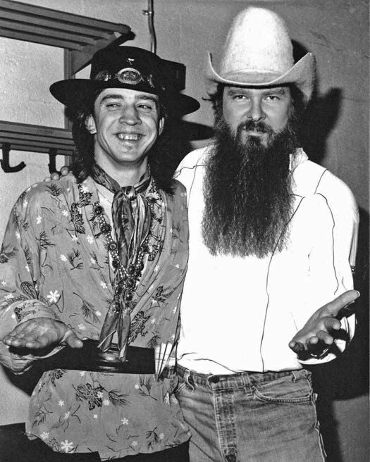 Rock Guitarists Stevie Ray Vaughan And Billy Gibbons Keychain Keychain