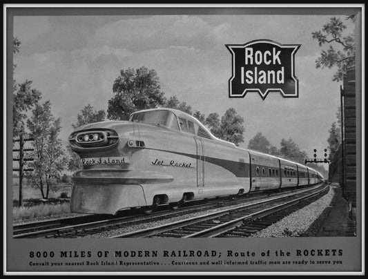 Rock Island Rocket Train Railroad Locomotive Retro Ad Picture Magnet