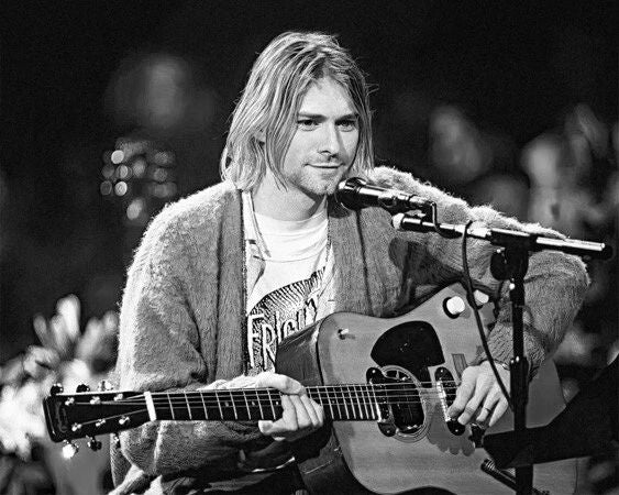 Rock Singer Kurt Cobain Glossy Photo Nirvana Print