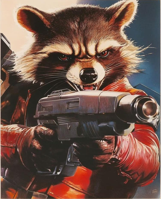 Rocket Raccoon Armed Portrait Print Poster