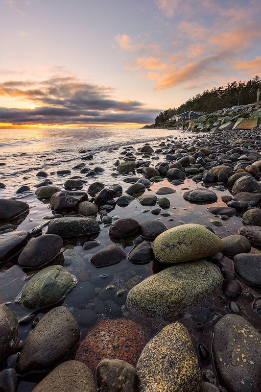Rocky Seashore During Golden Hour Art Wall Decor Jigsaw Puzzle