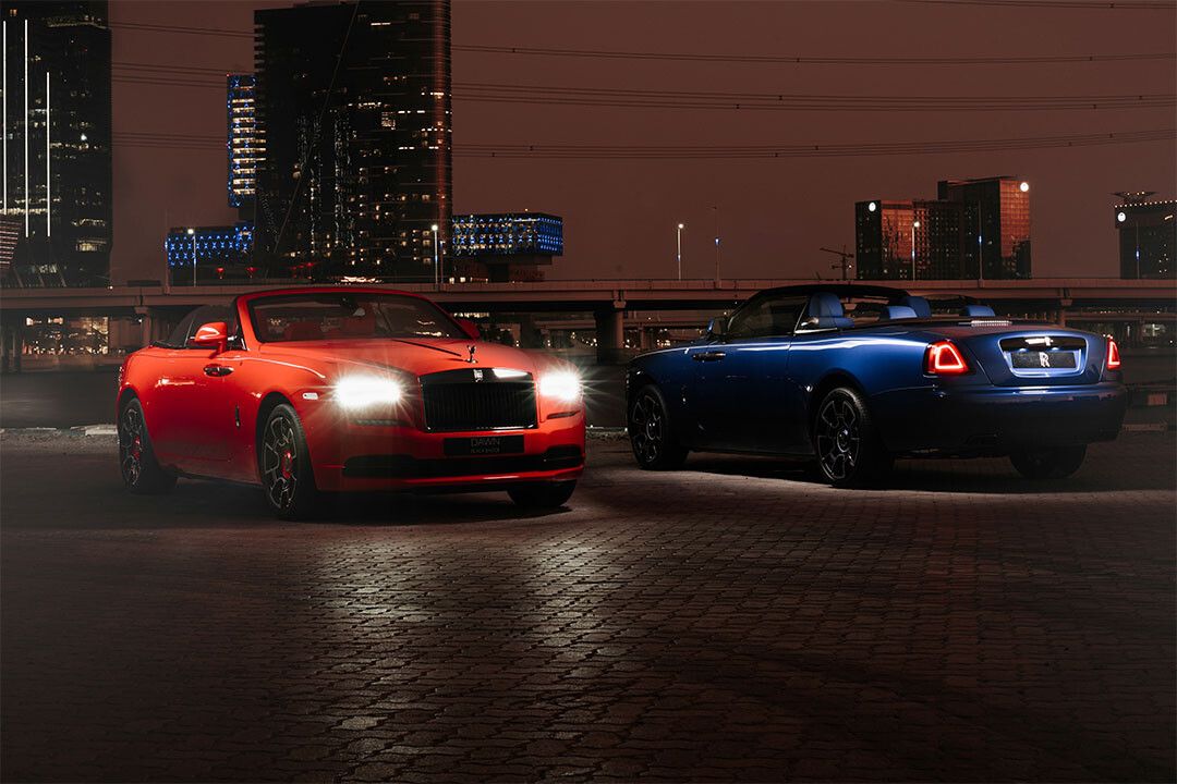 Rollsroyce Dawn Black Badge Red And Blue Cars Wall Indoor Decor Jigsaw Puzzle